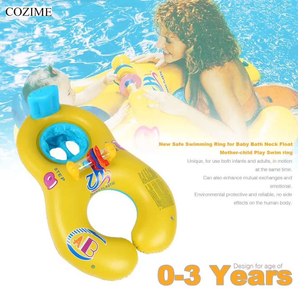 COZIME Baby Swimming Float Neck Inflatable Mother Baby Swim Float Ring Double Person Swimming Ring Safety Swim Pool Accessories