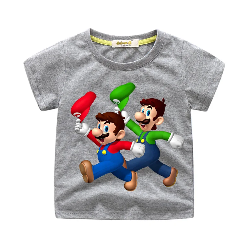 Kids 3D Mario Luigi Print T-shirts Costume Boys Girls Summer Tees Top Clothing Children Cotton Clothes Baby Casual Tshirts - Цвет: super mario tshirt