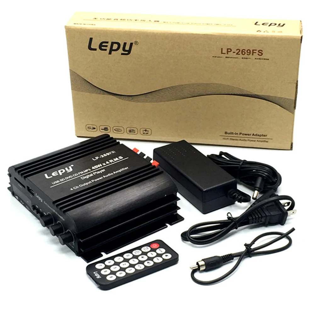 

LP 269S Player 4 Channel 12V 5A Amplifier Multimedia Sound Car Audio Universal Electronic Mini Digital Adapter Bluetooth Power