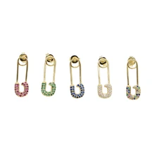 Эффектные серьги для женщин золотые красочные cz Геометрическая металлическая серьга Модные Ювелирные Изделия Простые Вечерние серьги для клуба