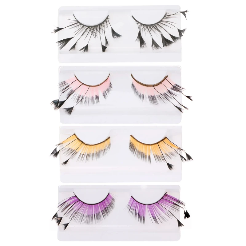

New Drama Stage Art Form Party Feather False Eyelashes Makeup Eye Tail Extended Pro