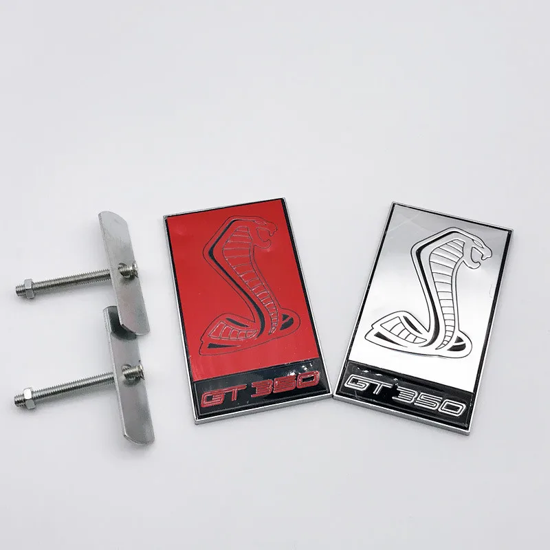 

Car Metal Chrome GT 350 Logo Front Hood Grille and Rear SHELBY Emblem badge fit for Cobra GT 350 Red/Silver