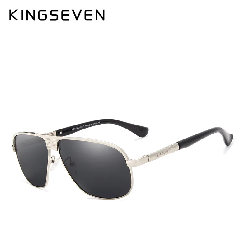 KINGSEVEN, алюминиевые брендовые классические ретро поляризованные солнцезащитные очки, мужские черные солнцезащитные очки с покрытием для вождения, квадратные очки, мужские очки