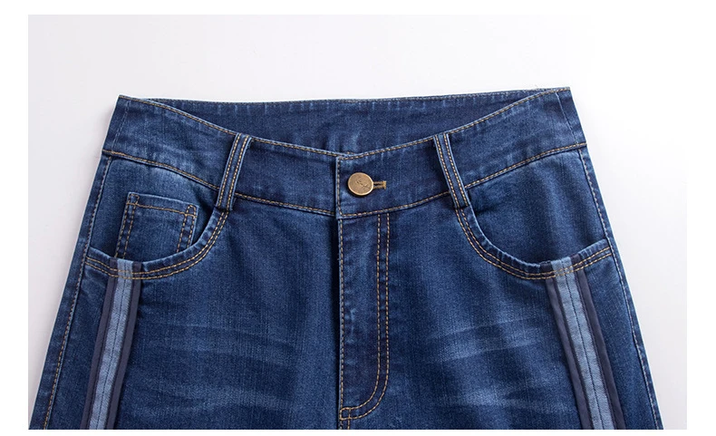 Женские прямые широкие джинсы для осени и зимы, плотные, с высокой талией, большие размеры, с боковыми полосками, повседневные потертые джинсовые штаны, Размеры S до 5XL
