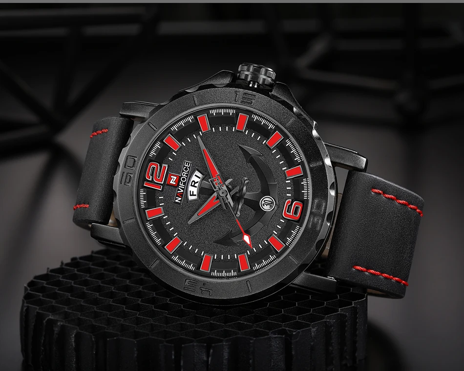 Мужские спортивные часы naviforce кожаный ремешок спортивные часы мужские кварцевые часы спортивные военные наручные часы Relogio masculino