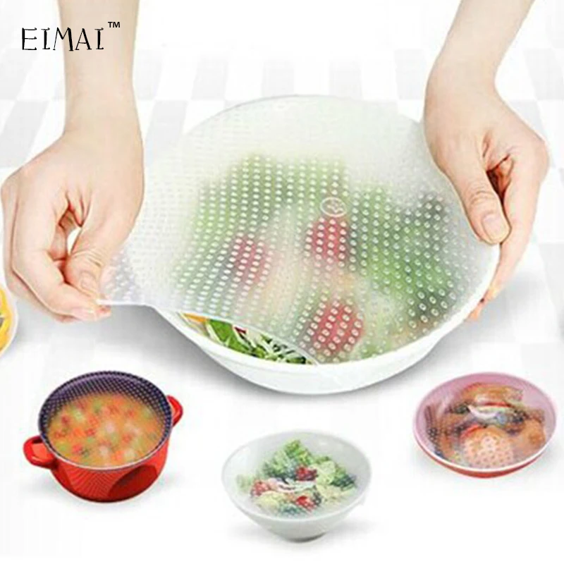 

EIMAI Silicone Lid Food Cling Film Fresh Keeping Reusable Stretch Seal Cover Preservative Film Cooking Kitchen Tools A17
