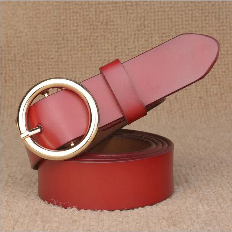 

2019 Rounded Buckle Genuine Leather Belt Fashion Lady Luxury Cowskin Belts Women Waistband Quality Guarantee ZLB065