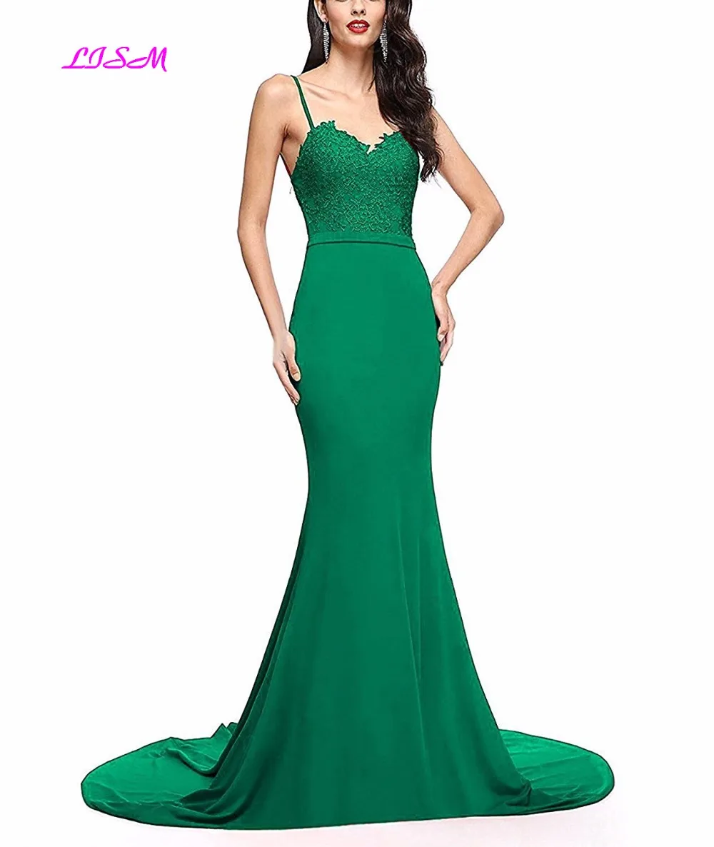 2019 New Elegant Mermaid Lace Evening Dresses Long Formal Party Dress Sweep Train Prom Evening Gowns vestido longo festa 2019 New Elegant Mermaid Lace Evening Dresses Long Formal Party Dress Sweep Train Prom Evening Gowns vestido longo festa