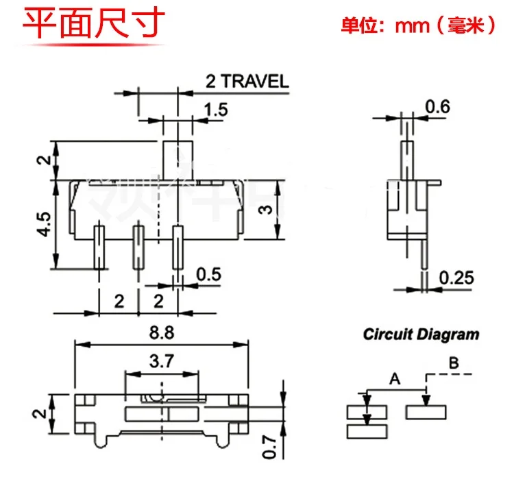 

Free shipping 50pcs MSK-12D18 3X8.8MM 2MM with bracket / small toggle switch / handle high 2mm