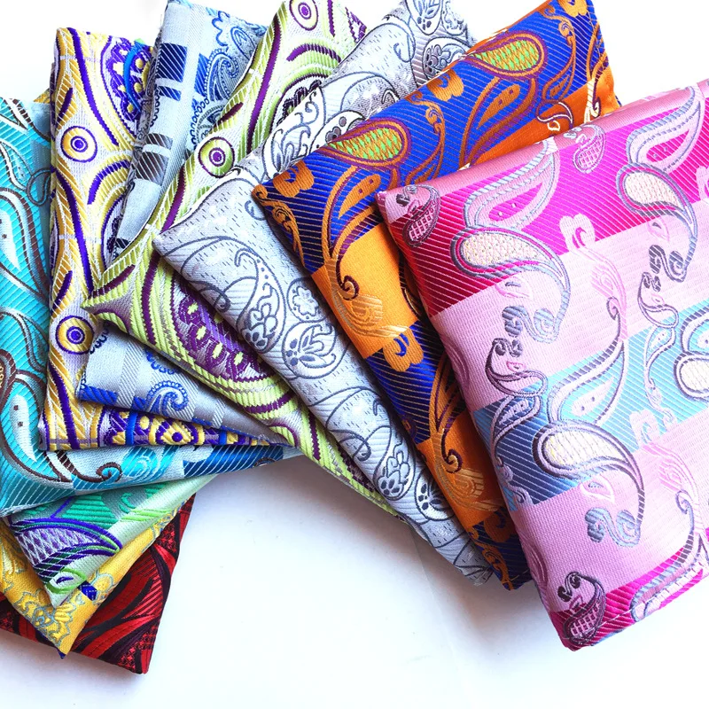 

Wedding Hankies Paisley Flower Dots Pattern Handkerchief Men Business Suit Polyester Pocket Square Navy Stripe Red Handkerchiefs