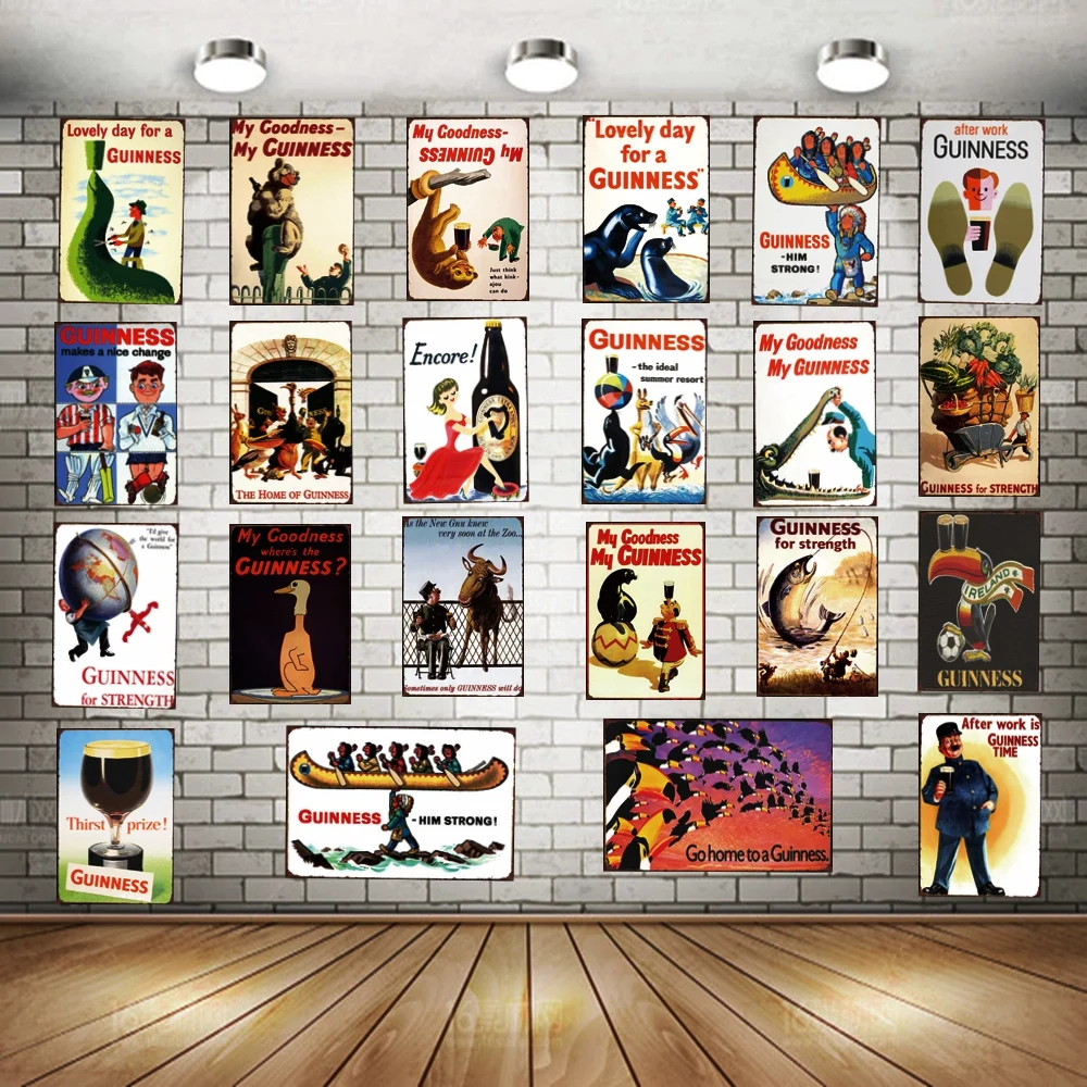 

Guinness Retro Tin Sign Bar Plates Metal Wall Art Pub Hotel Cafe Home Retro Craft Decoration Metal Poster 30X20CM SA-2010