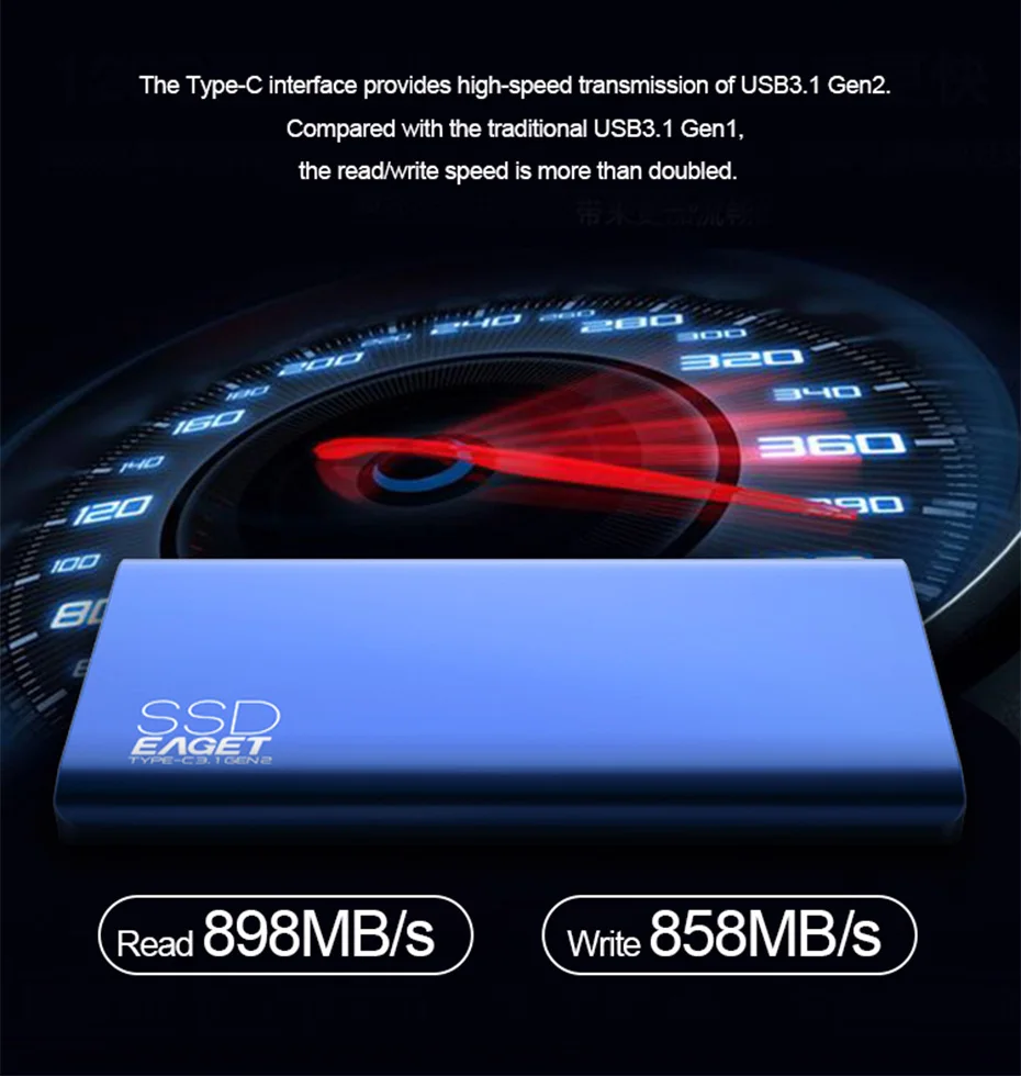 EAGET M10 высокое Скорость SSD USB 3,0 512 ГБ 1 ТБ внешний твердотельный накопитель 800 МБ/с. Тип-C 3,1