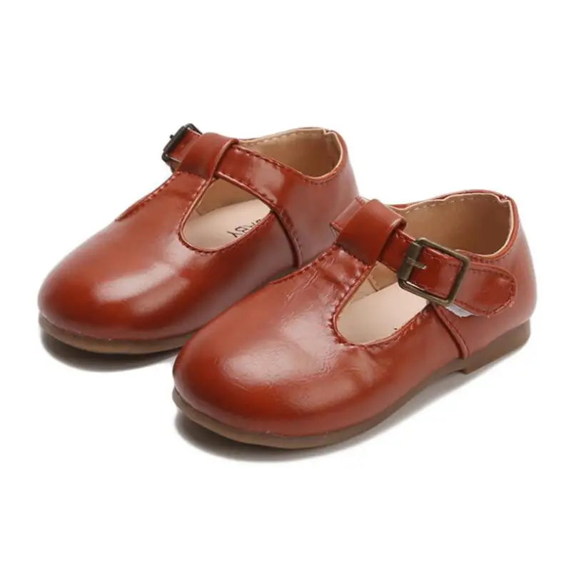 

SKHEK Hot Spring Big Girls Shoes with Fashion Princess Slip-on Children Flat Shoes For Girls Shoes Size 21-30 Black Green Brown