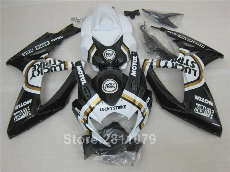 

Injection molding plastic fairing kit for Suzuki GSXR600 06 07 white black farings set GSXR 750 2006 2007 TY09