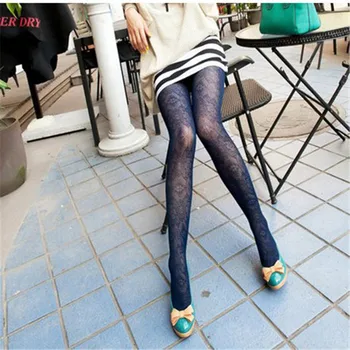 

5 Colors Sexy Winter Warm Knitting Polyester Tights Thick Retro Hollow Out Totem Backing Step Foot Seamless Pantyhose Stockings