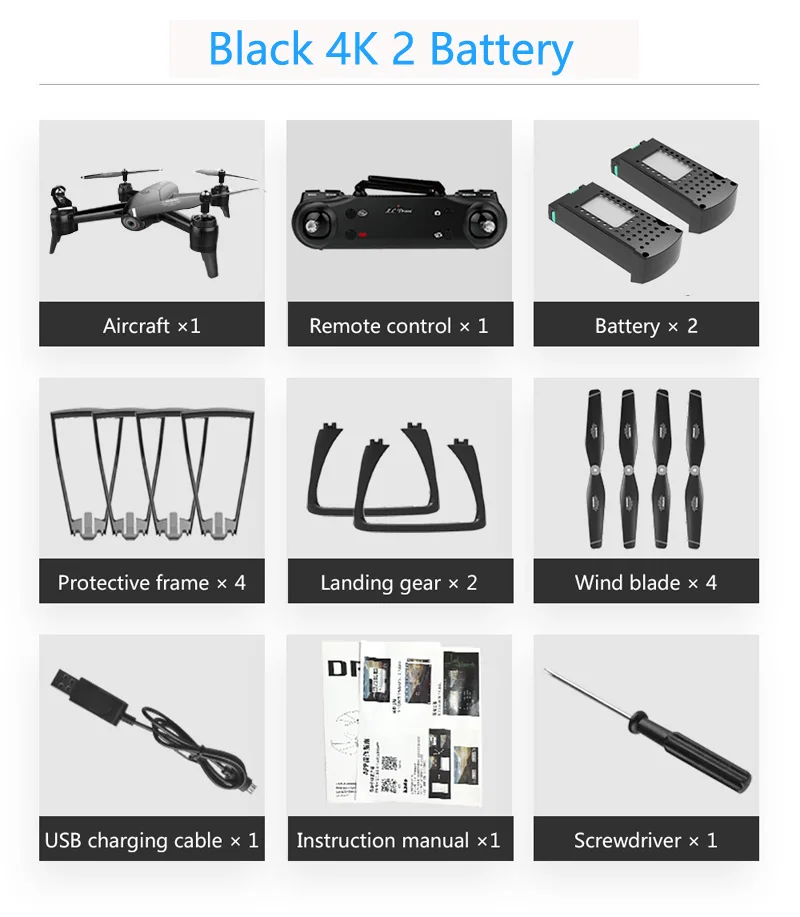 SG106 Радиоуправляемый Дрон оптический поток 1080P HD Двойная камера в реальном времени воздушный видео RC Квадрокоптер самолет позиционирование игрушки RTF дети - Цвет: Black 4K  2Battery