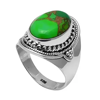

Genuine Green Copper Turquoise Ring 925 Sterling Silver,USA Size :7.25, 2SR0250