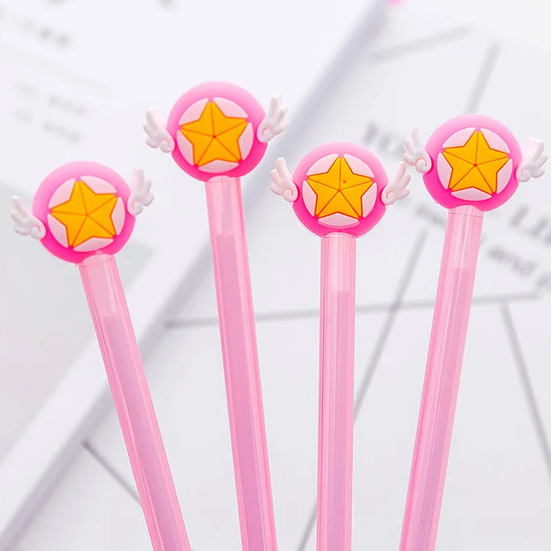 

24 PCs Korea Mocha Girl Star Scepter Gel Pen Cute Girl Student Wings Star Black Pen Kawaii School Supplies Pen for Writing