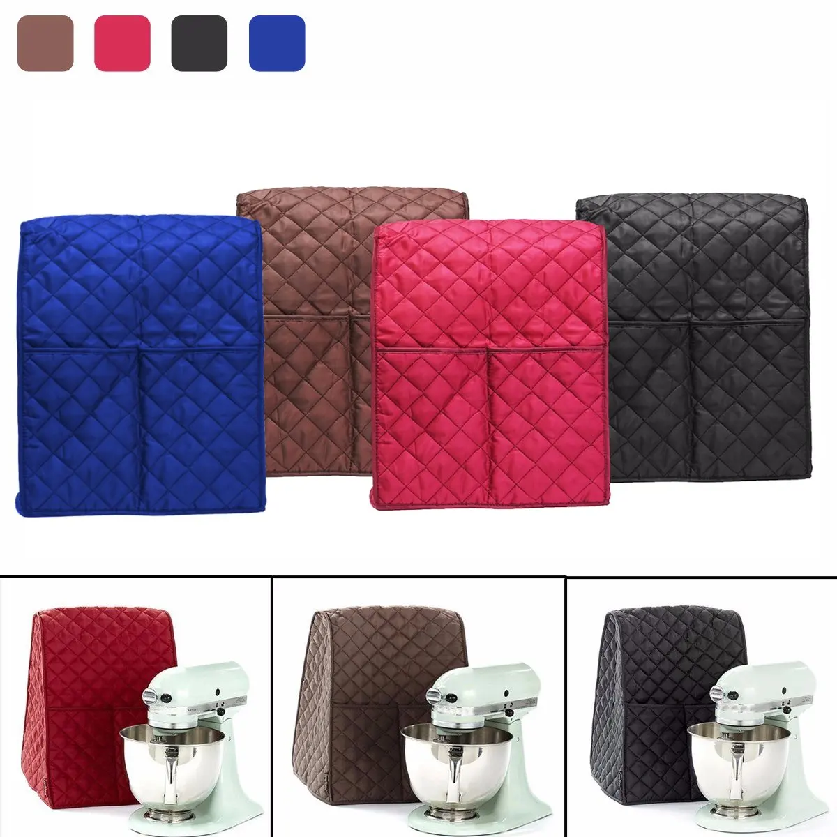 

4 Color Cloth Quilted Pocket Blender Cover + Organizer Bag For Mixer