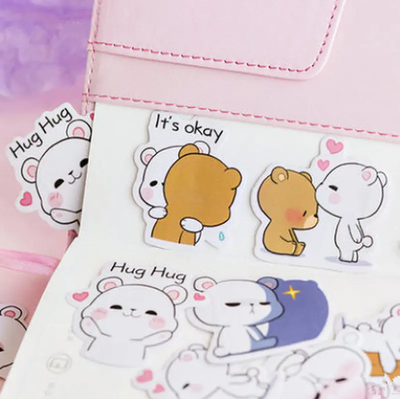 

45Pcs/set Kawaii Memo Pad Cute Embrace Bear Pattern Planner Decoration School Supplies Stationery Notes