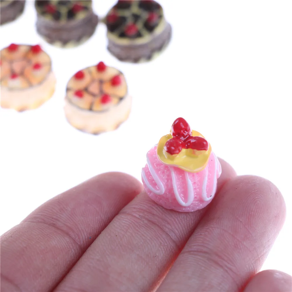 5 шт./лот каваи плоская задняя DIY миниатюрная искусственная еда-муляж 3D клубничный торт Смола Кабошон Декор Ремесло играть Кукольный дом игрушка