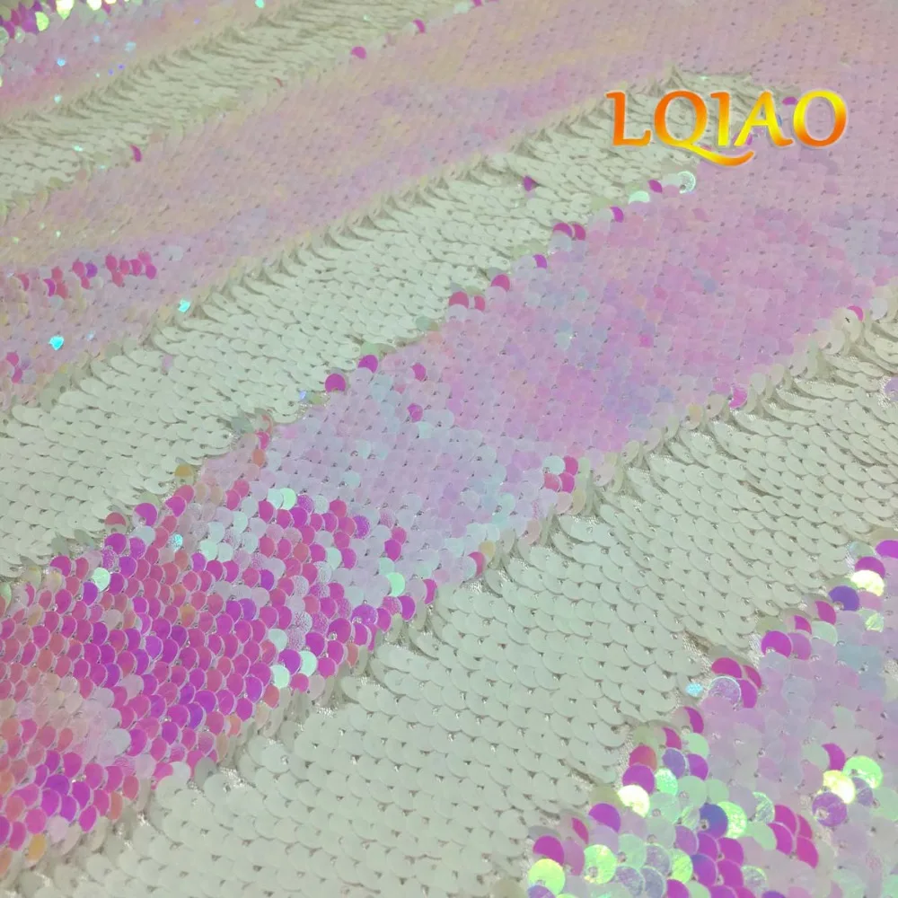 

Reversible Mermaid Fish Scale Sequin Fabric iridescent White Paillette fabric For Dresses Bikini Clothes Cushion DIY Decoration