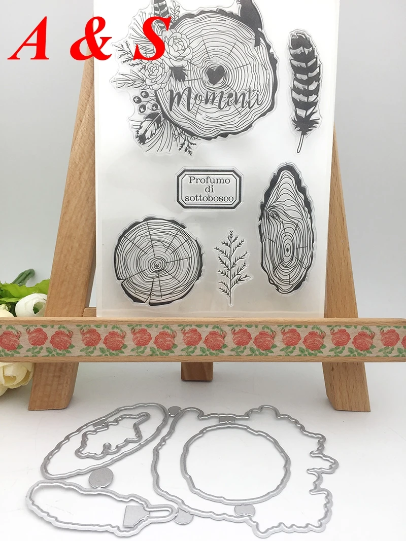 

Z07 CLEAR STAMPS cutting dies Wooden Piece Flower Scrapbook Card album paper craft silicon rubber roller transparent stamps