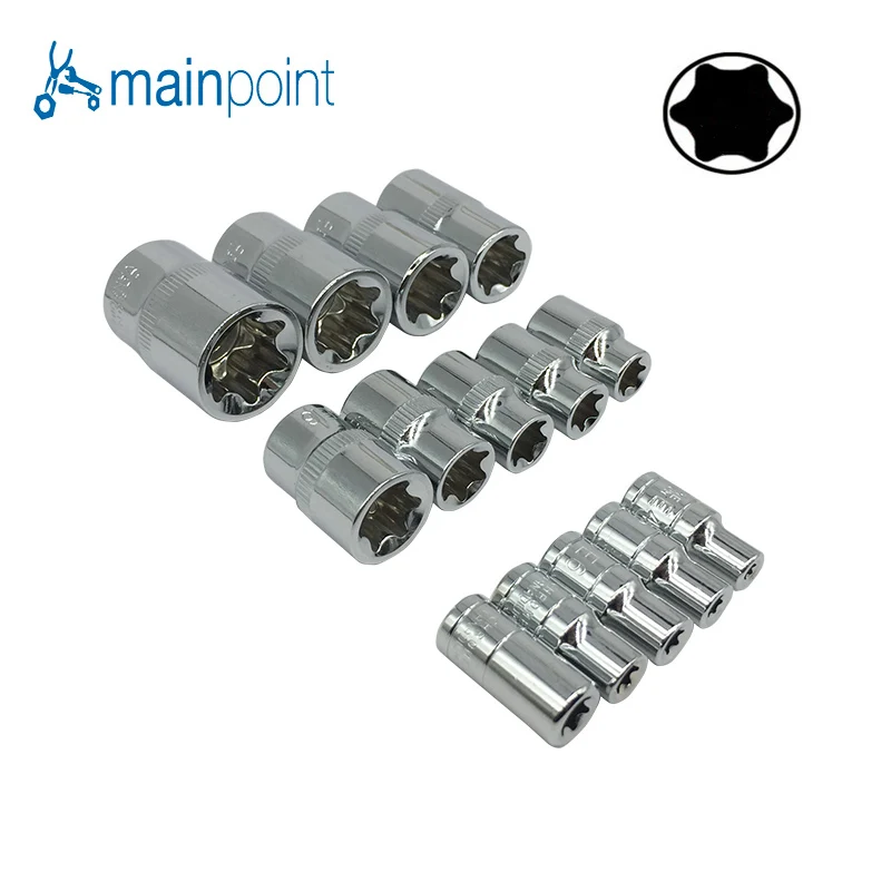 Mainpoint 1/4 &quot1/2" 3/8 &quotE-розетка розетки Набор отверток CR-V Torx Star бит Комбинации