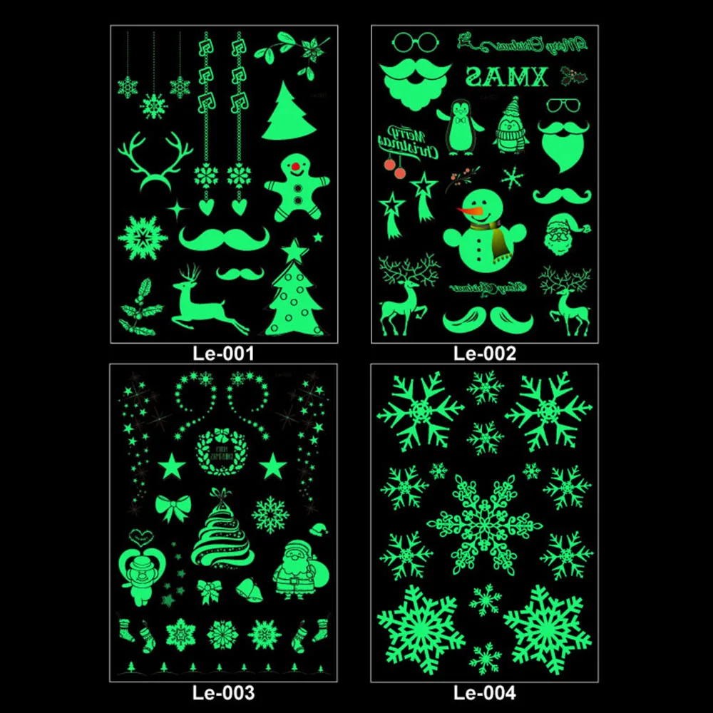 

1 Sheet Christmas theme Luminous Temporary Waterproof Tattoo Sticker Body Art Fluorescent Tattoo Sticker Christmas Decoration