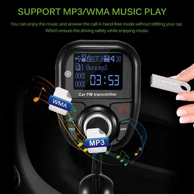 Автомобиль Bluetooth MP3 плеер fm-передатчик комплект Поддержка два мобильный телефон, чтобы подключить одновременно модулятор Hands-free