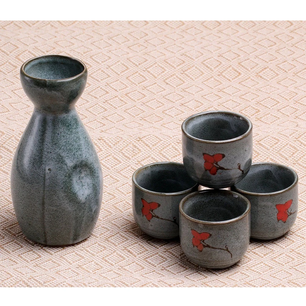 

5pcs 170ML Japanese Porcelain Hand Painted Wine Cup Sake Pot Cups Set Kitchen Dining Bar Drinkware Hip Flasks Porcelain Tea Cup