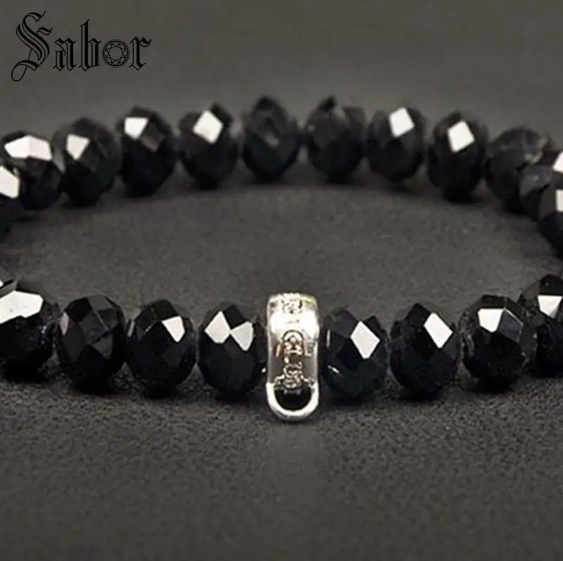

New Trendy hot Crystal Charms Bracelet 10mm Biased Crystal Elastic Girls Bracelets thomas Jewelry For Women 925 Sterling Silver