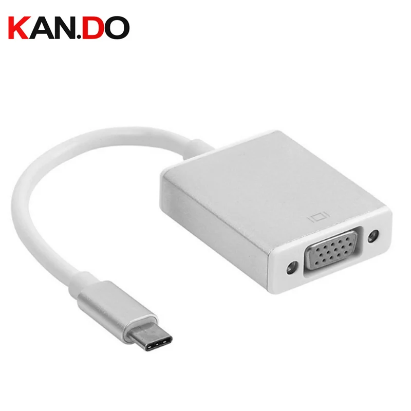 Белый Кабель-адаптер USB3.1 Type C-VGA USB-C переходник для передачи видео 1080P Macbook Chromebook Pixel