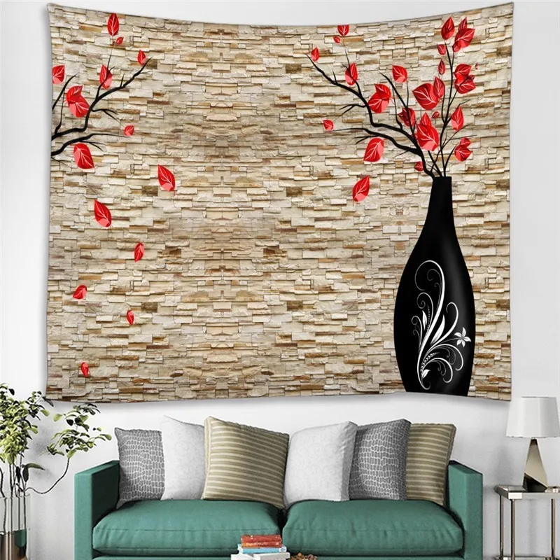 3D Brick Stone Printed Wall Tapestry Mandala Fabric Hippie Tapestry Wall Hanging Vintage Decor Bedroom Headboard Mural Art Tapiz