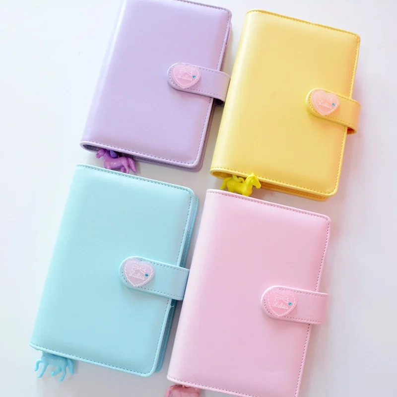 Cute Kawaii A6 Notebook макарон кожа сделай сам свободный листовой журнал дневник спираль