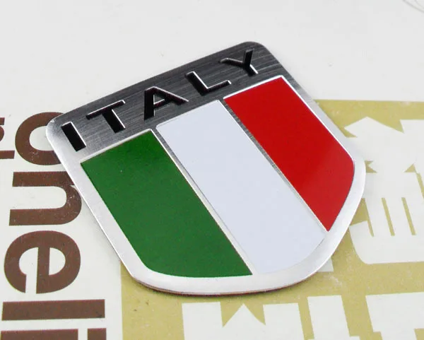 Auto car Aluminum ITALY Italian Flag shield Emblem Decal