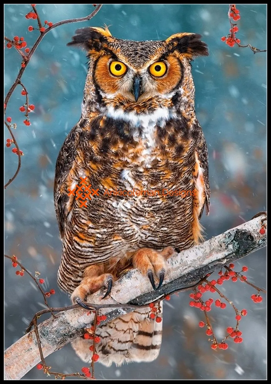 

Embroidery Counted Cross Stitch Kits Needlework - Crafts 14 ct DMC color DIY Arts Handmade Decor - Great Horned Owl