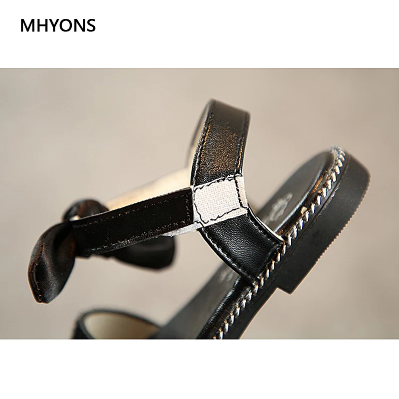 MHYONS/ Лидер продаж сандалии для девочек модные милые для девочек принцесс обувь с бантом дети плоские платье Босоножки для детей