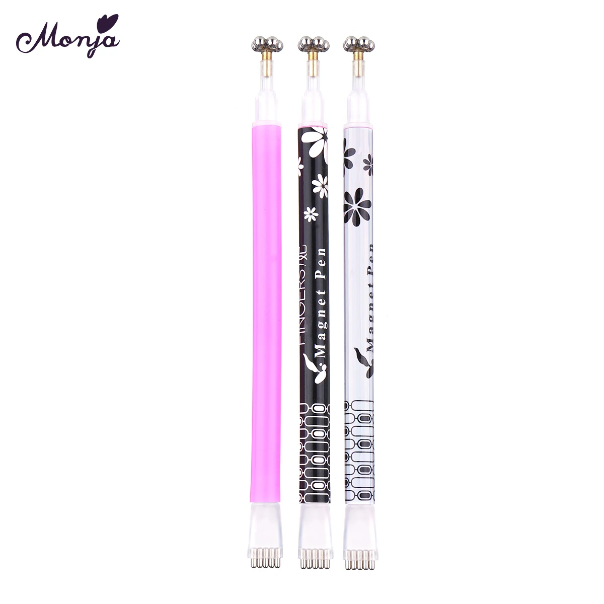 

Monja Double End Nail Art 3D Flower Strip Pattern Blossom UV Gel Polish Cat Eye Effect Magnetic Magnet Pen Manicure Tool
