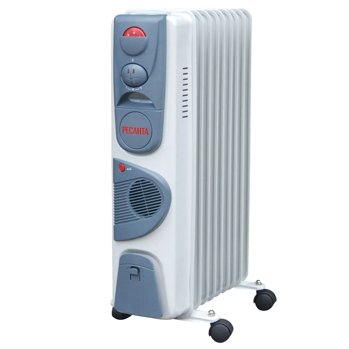 Обогреватель масляный Ресанта ОМ-9НВ (Мощность 2400 Вт, 9 секций, тепловентилятор, 3 режима, термостат)