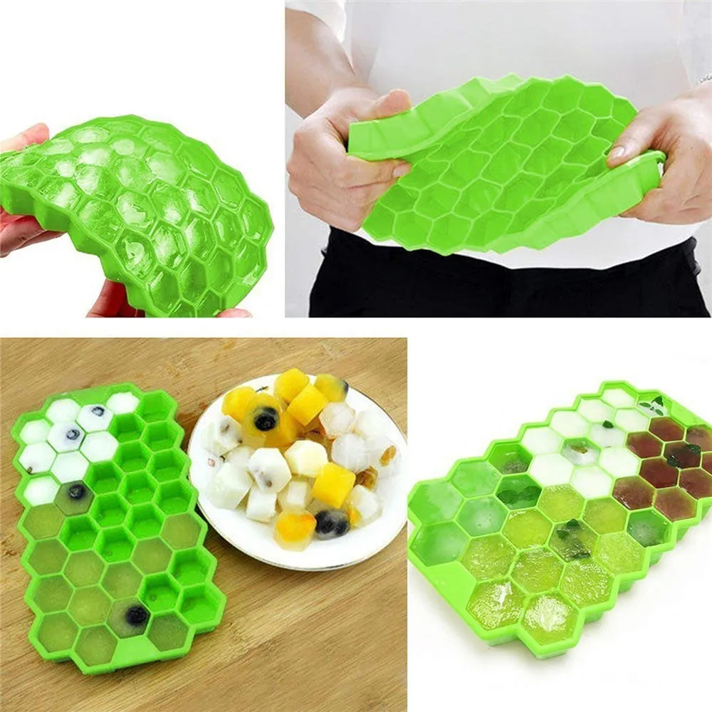 

2pcs Patterns Ice Cube Eco-Friendly Cavity Silicone Tray Mini Ice Cubes Small Stars Mold Ice Maker Honeycomb Shape Models
