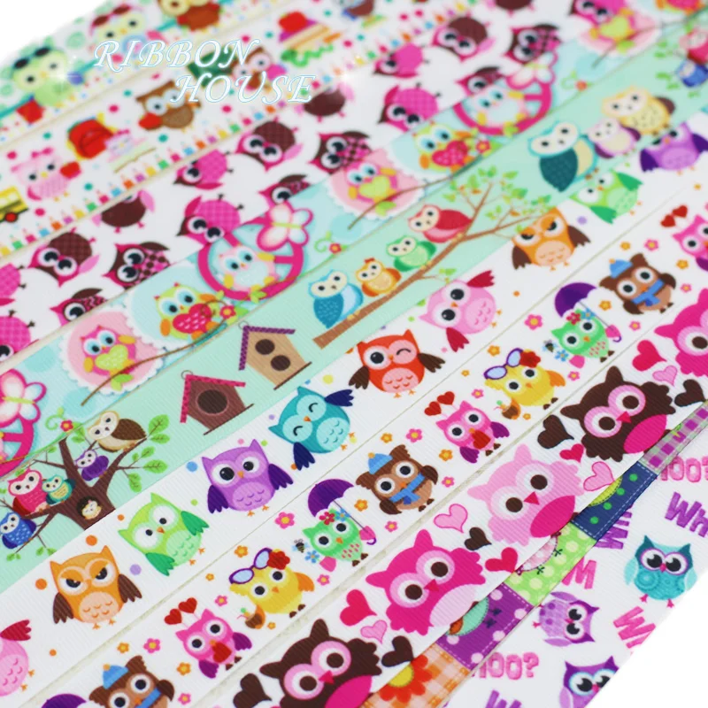 10 colors mix 22mm grosgrain printed colorful cartoon owl ribbon wholesale christmas ribbons - Christmas Ribbon Wholesale 10 colors mix 22mm grosgrain printed colorful cartoon owl ribbon wholesale christmas ribbons - Christmas Ribbon Wholesale
