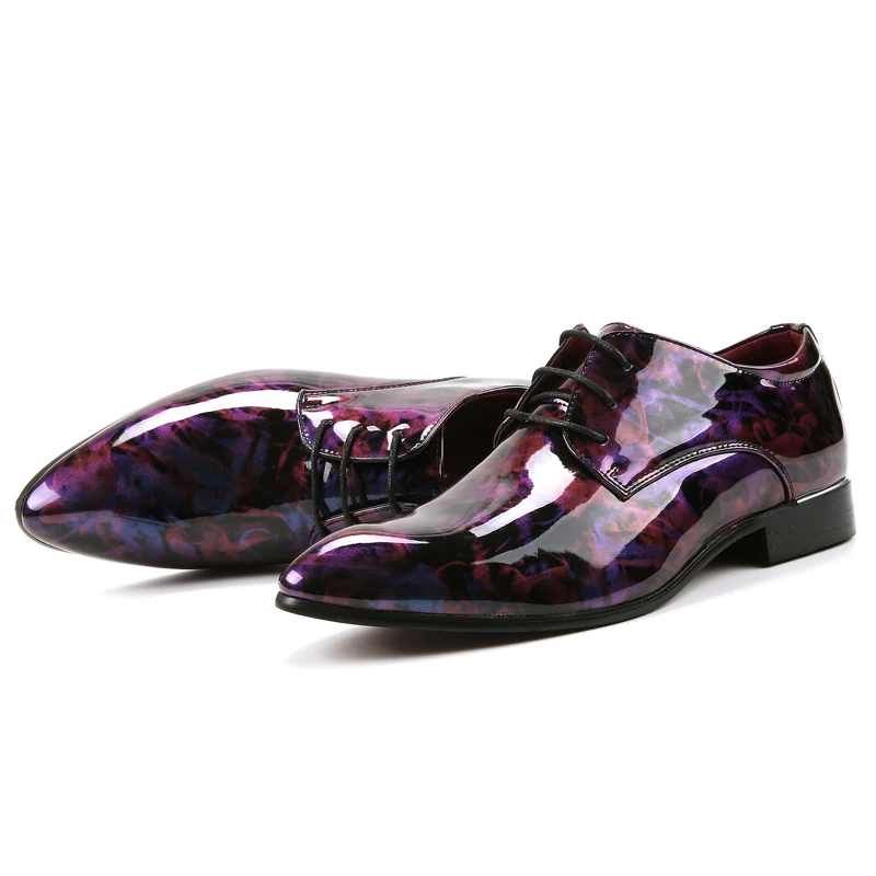 fashion camouflage men patent leather shoes mixed colors italian dress male footwear print flower wedding oxford shoes for men (3)