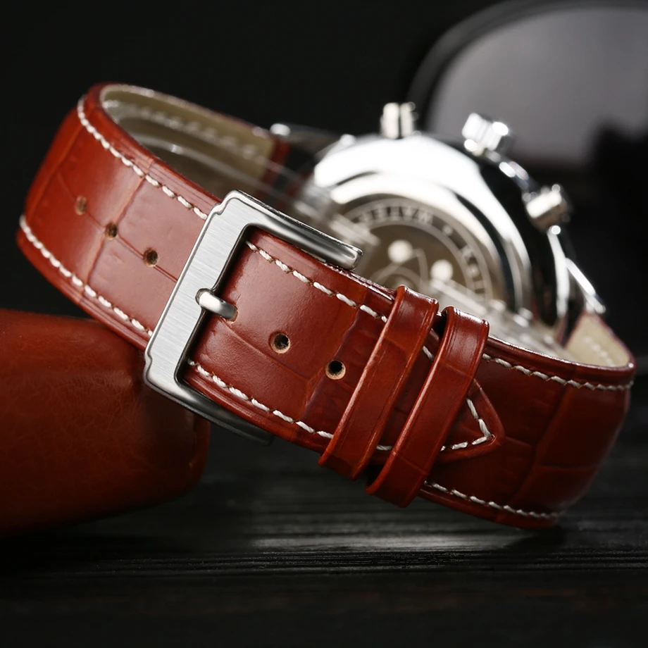 Keller & Weber Mens Watches 30m Waterproof Quartz Business Watches Date Display Genuine Leather Band Relogio Masculino Best Gift (22)
