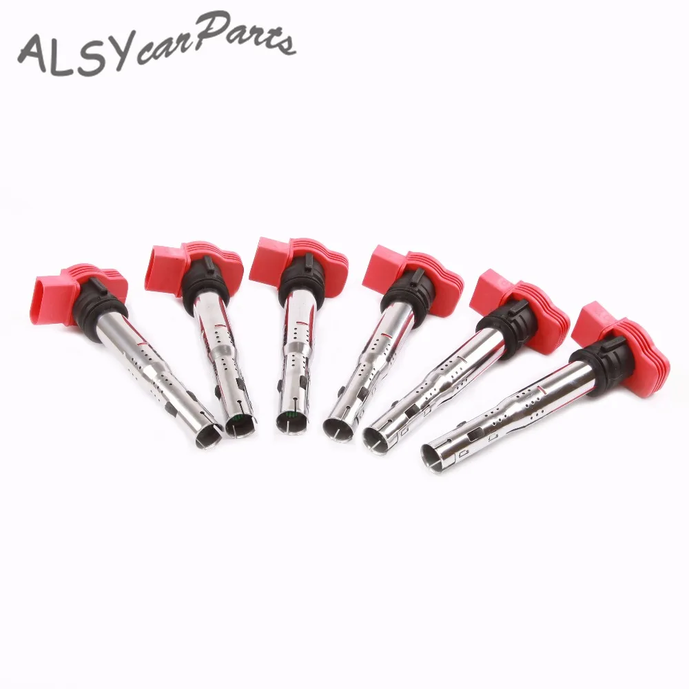 

KEOGHS OEM 6 Red Ignition Coil Packs UF-529 For VW Touareg Audi R8 A4 A5 A6 Allroad RS6 A8 Q5 Q7 V6 V8 Engine 06E 905 115 UF529