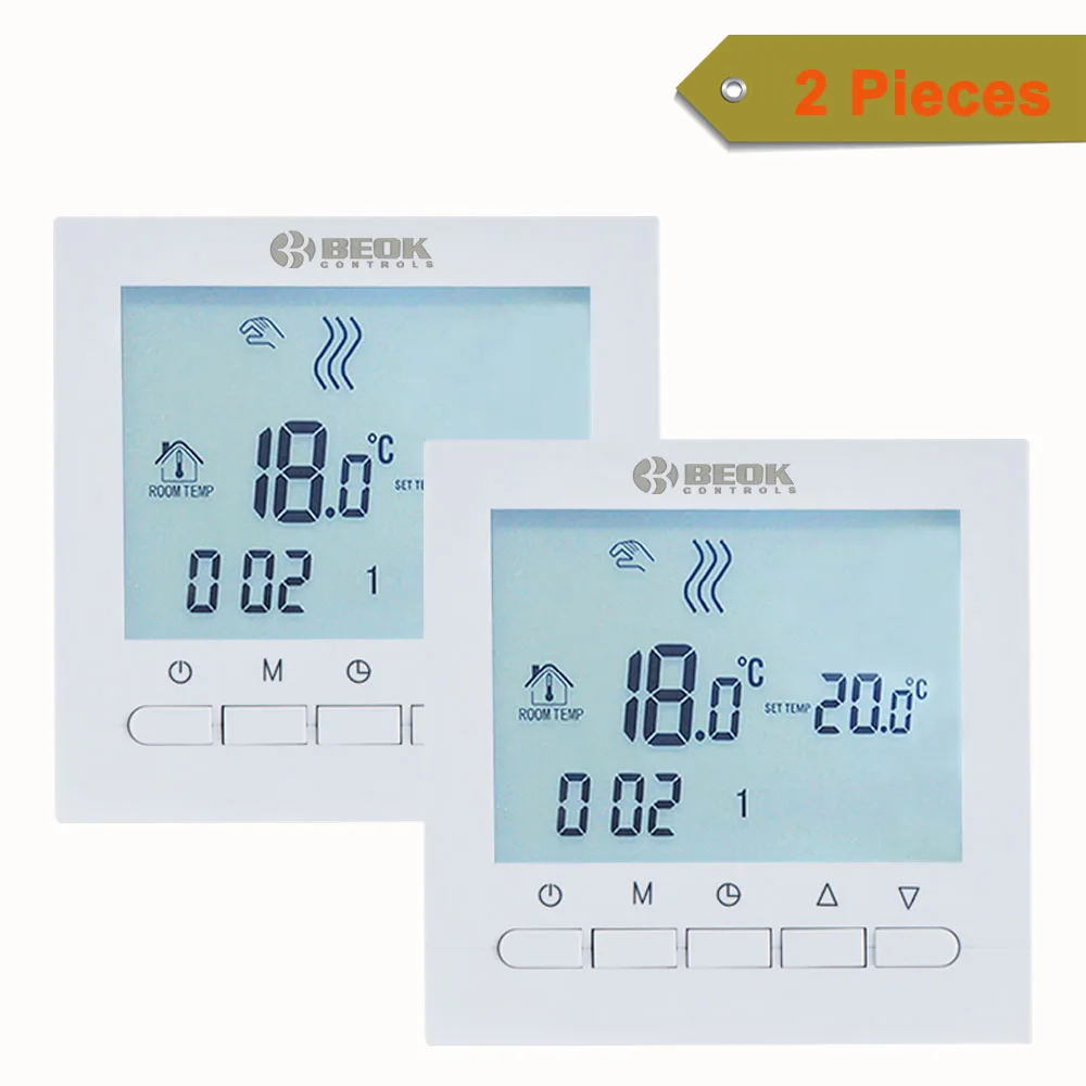 2 шт. программируемый газовый котел термостат 220 В Электрический терморегулятор ЖК-экран регулятор температуры BOT-313W Beok - Цвет: White