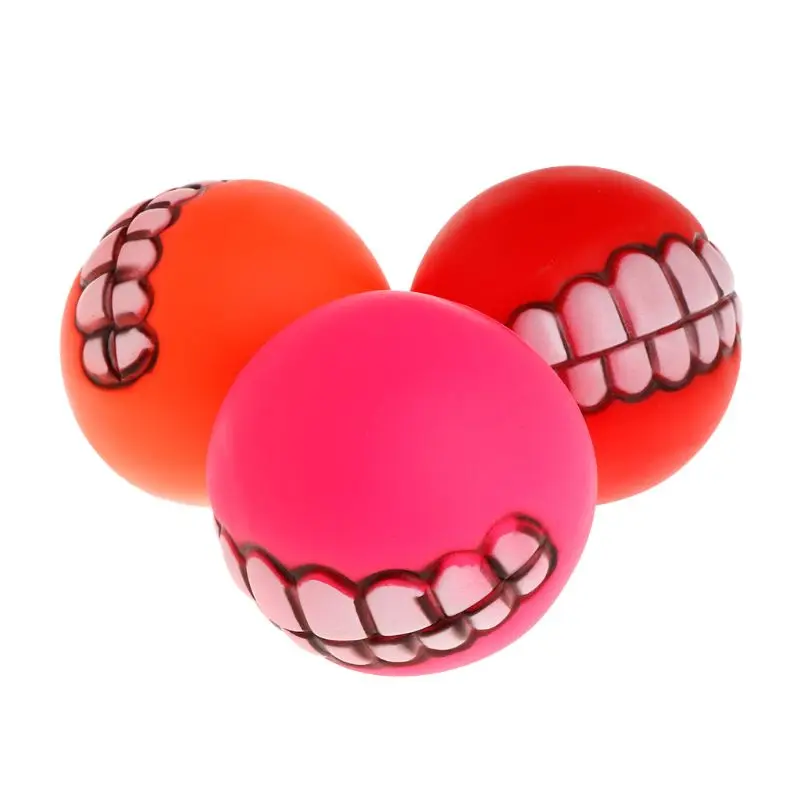 Rubber Ball Squeaky Teeth Funny Fancy Round Balls Non Toxic Pet Toys