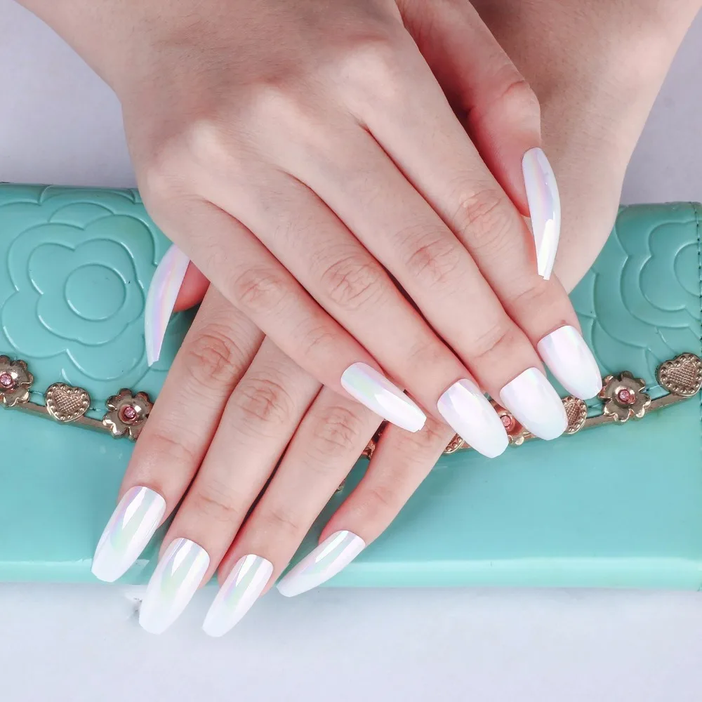 Whole 50packs Shinning Mirror Chrome Long Coffin Nails Whole 50packs Shinning Mirror Chrome Long Coffin Nails Ballerina Nail Tips Full Cover Acrylic False 10 Sizes A0511x In From Beauty