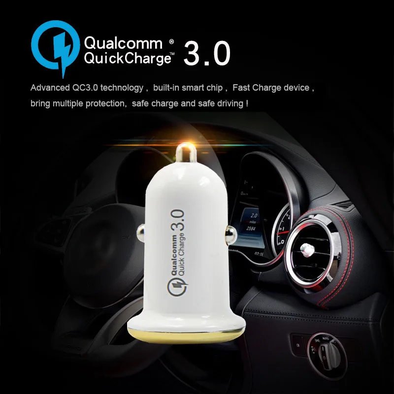 مصغرة سريعة سريع QC3.0 QC2.0 USB سيارة شاحن آيفون سامسونج S9 S10 زائد هواوي P30 سريع شحن الهاتف شاحن سيارة