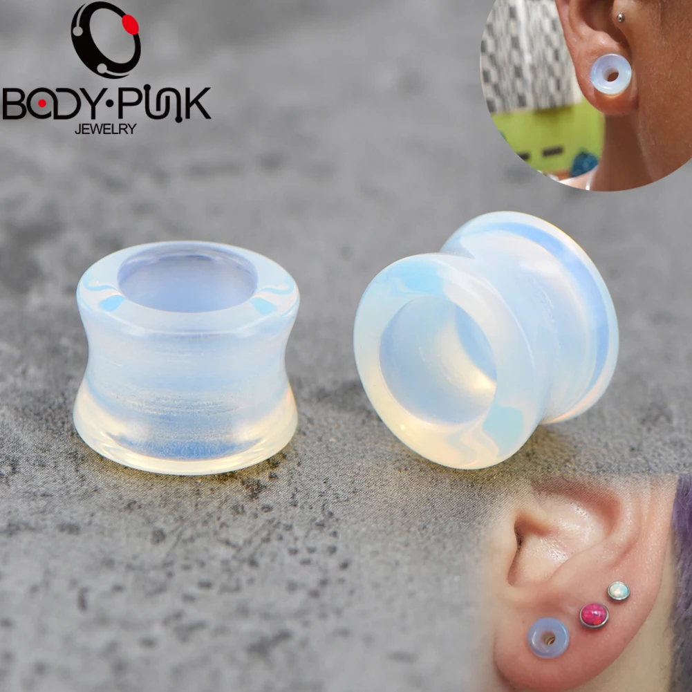 

Body Punk New 1 pair Stone Piercing Ear Plugs Tunnel Flesh Ear Expander Gauges Stretchers Body Jewelry for Women Men 2pcs Set